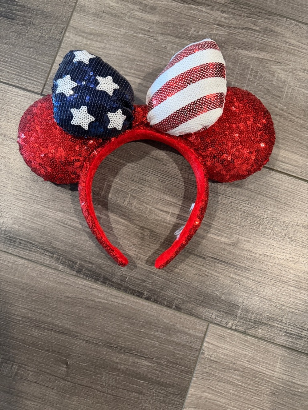 Disney Red Sequin Patriotic Minnie Ear Headband